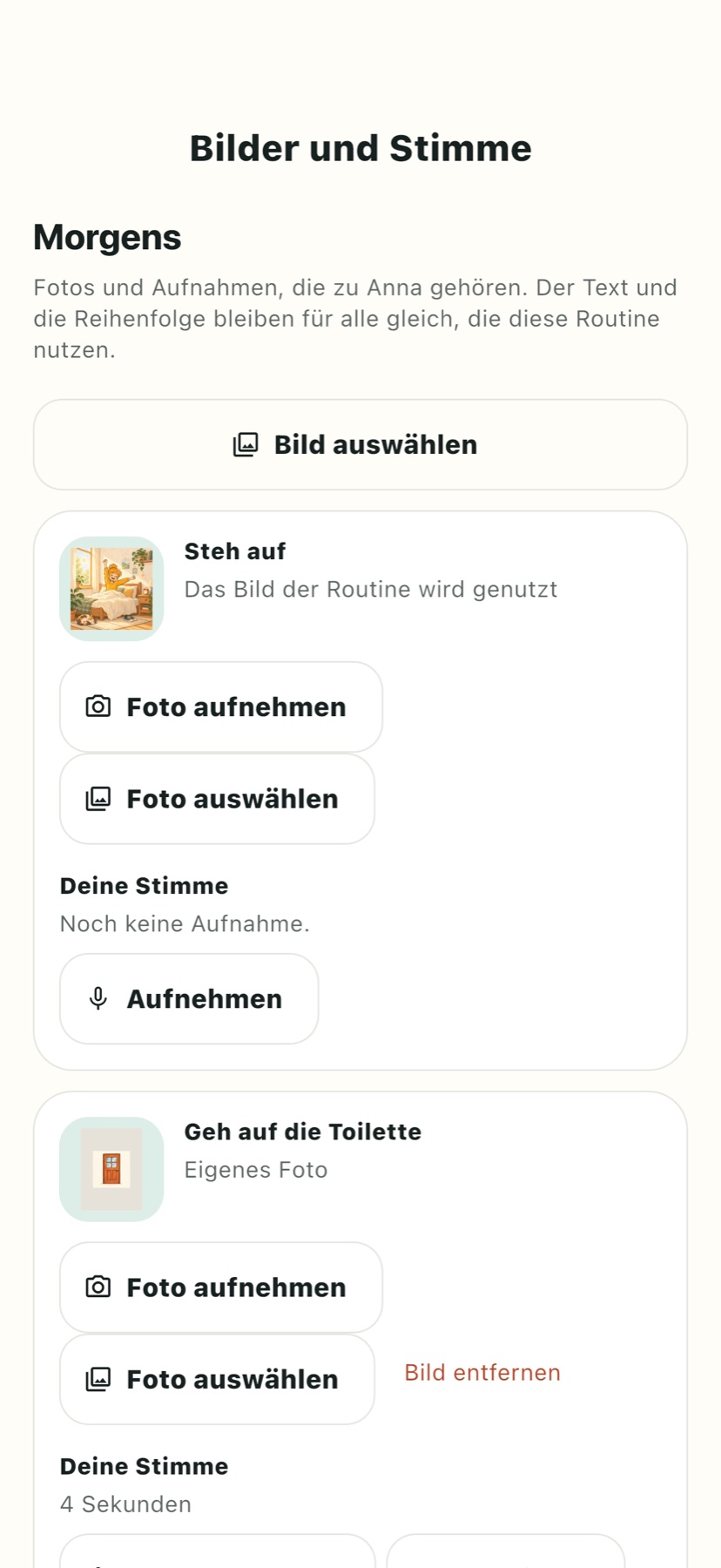 Wähle eine eigene Illustration oder zeige den echten Gegenstand, den die Person verwenden soll.