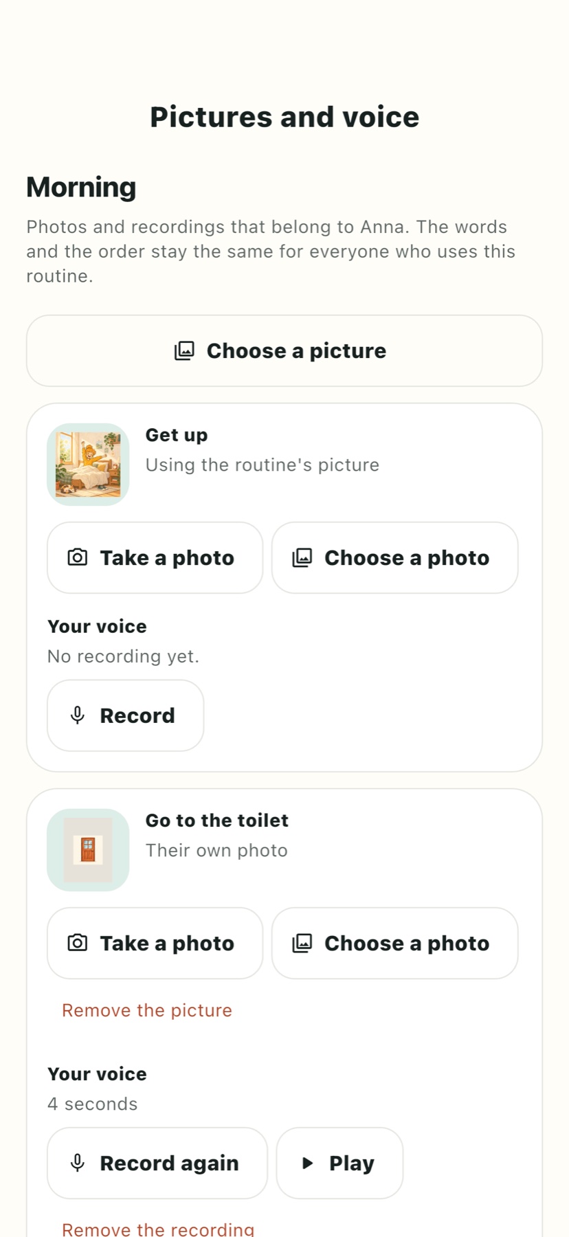 Choose an original illustration or show the real object the person will use.